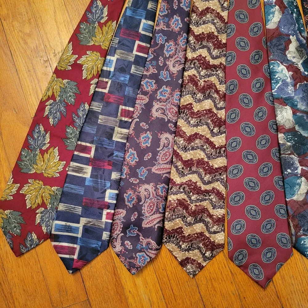 11 Necktie Lot Bundle Multicolor Silk Geometric Paisley Crafting Preppy Academia